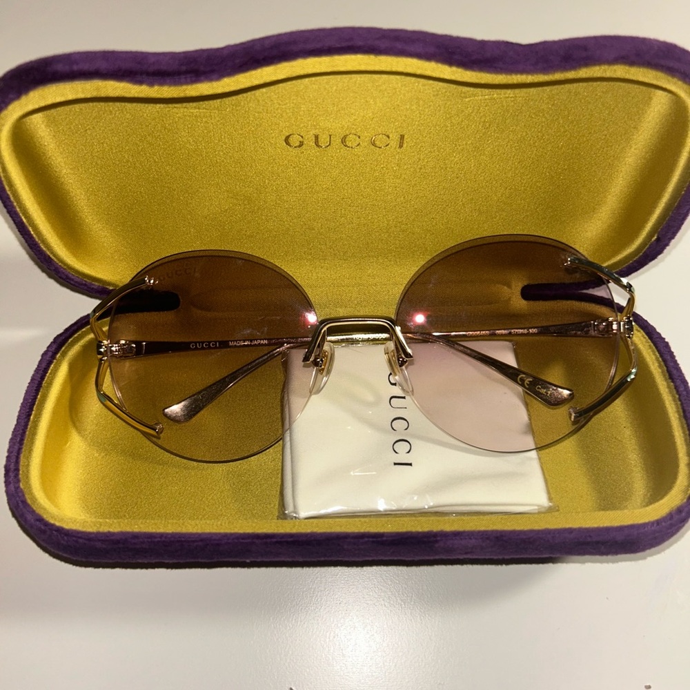Gucci Brown Rimless Sunglasses with Gradient Lenses
